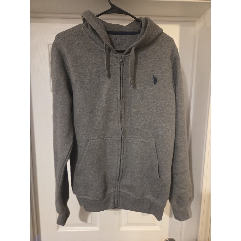 US Polo Assn Mens Size Small Full Zip Up Gray Jacket Fleece Lined‎